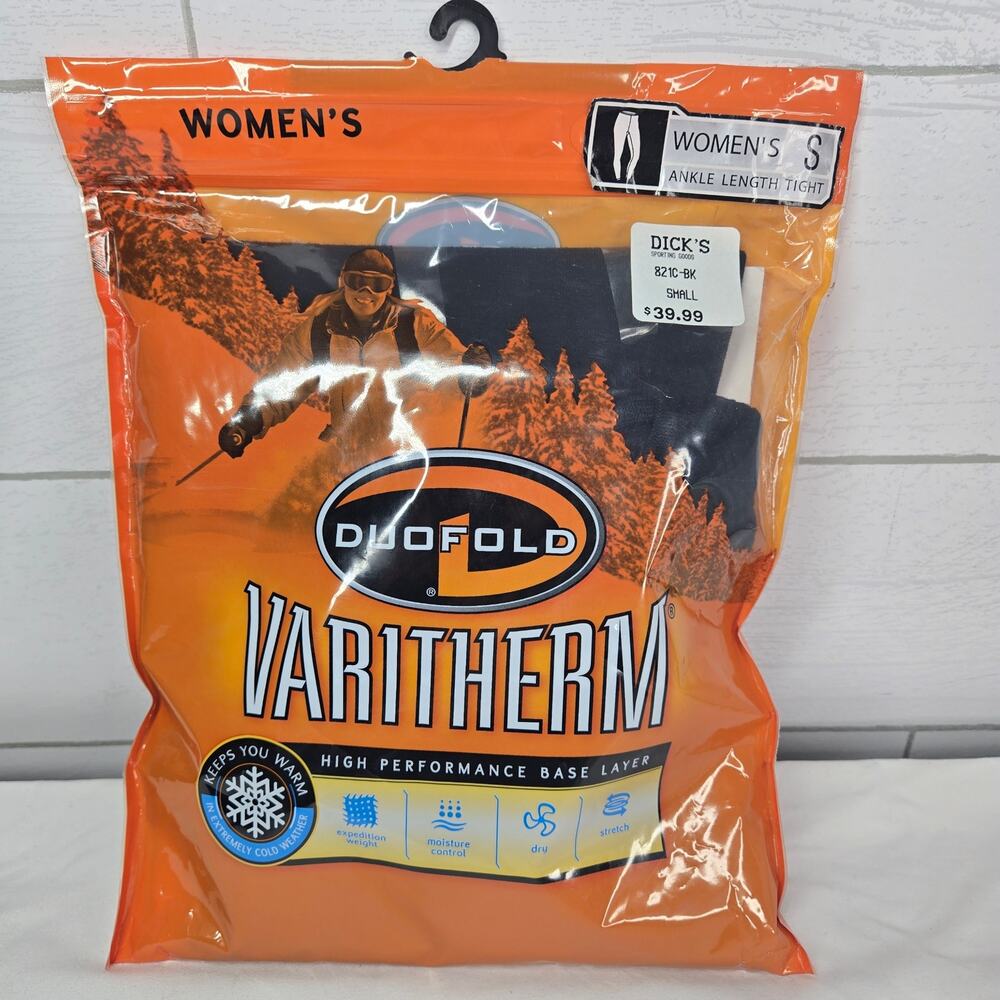 Duofold Varitherm Base Layer Women's Ankle Length Tight Size Small Black NEW